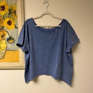 We The Free Denim Blue Short Sleeve Top
